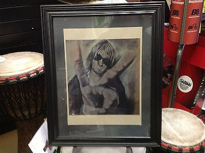 Simply Wicked Art Charcoal Drawing Framed Collectable - Kurt Cobain of Nirvana